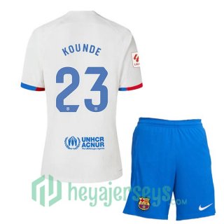 FC Barcelona (KOUNDE 23) Kids Soccer Jerseys Away White 2023/2024