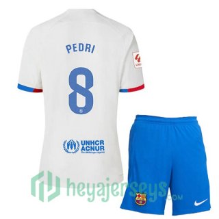 FC Barcelona (PEDRI 8) Kids Soccer Jerseys Away White 2023/2024