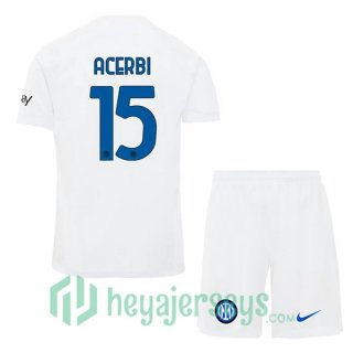 Inter Milan (ACERBI 15) Kids Soccer Jerseys Away White 2023/2024