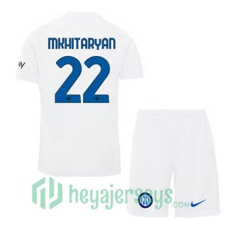Inter Milan (MKHITARYAN 22) Kids Soccer Jerseys Away White 2023/2024