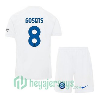 Inter Milan (GOSENS 8) Kids Soccer Jerseys Away White 2023/2024