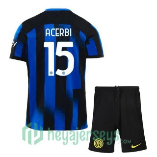 Inter Milan (ACERBI 15) Kids Soccer Jerseys Home Blue 2023/2024