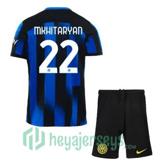 Inter Milan (MKHITARYAN 22) Kids Soccer Jerseys Home Blue 2023/2024