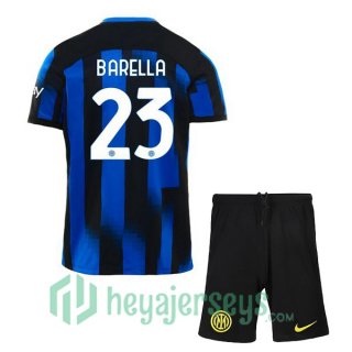 Inter Milan (BARELLA 23) Kids Soccer Jerseys Home Blue 2023/2024