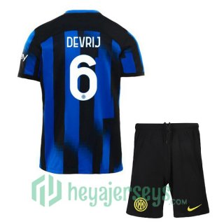 Inter Milan (DE VRIJ 6) Kids Soccer Jerseys Home Blue 2023/2024