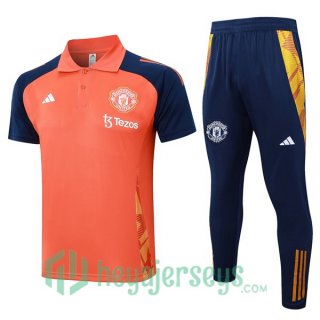 Soccer Polo Manchester United + Pants Orange 2024/2025