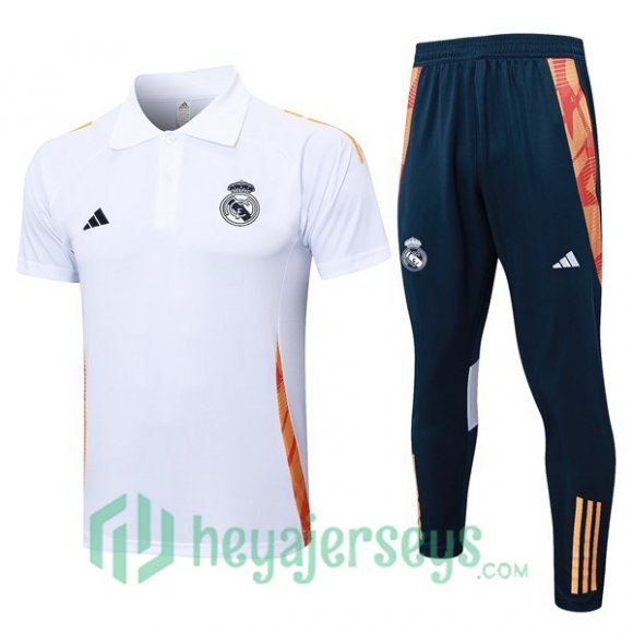 Soccer Polo Real Madrid + Pants White 2024/2025