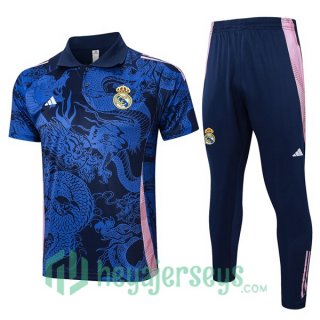 Soccer Polo Real Madrid + Pants Blue Royal 2024/2025