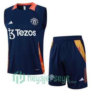 Soccer Vest Manchester United + Shorts Blue Royal 2024/2025