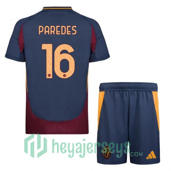 AS Roma (PAREDES 16) Kids Third Soccer Jerseys Blue Royal 2024/2025