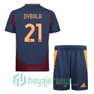 AS Roma (DYBALA 21) Kids Third Soccer Jerseys Blue Royal 2024/2025