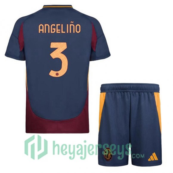 AS Roma (ANGELIÑO 3) Kids Third Soccer Jerseys Blue Royal 2024/2025