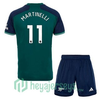 Arsenal (MARTINELLI 11) Kids Third Soccer Jerseys Green 2023/2024