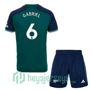 Arsenal (GABRIEL 6) Kids Third Soccer Jerseys Green 2023/2024