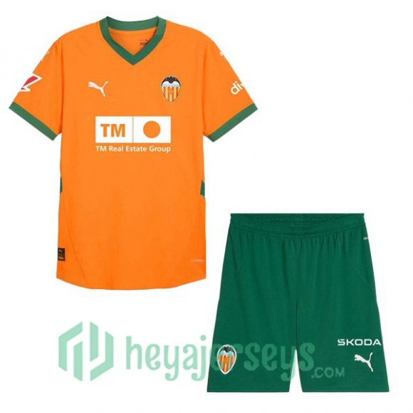 Valencia CF Kids Third Soccer Jerseys Orange 2024/2025