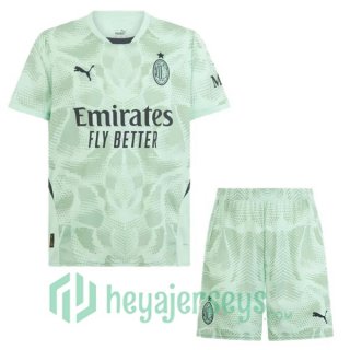 AC Milan Kids Goalkeeper Soccer Jerseys Green 2024/2025