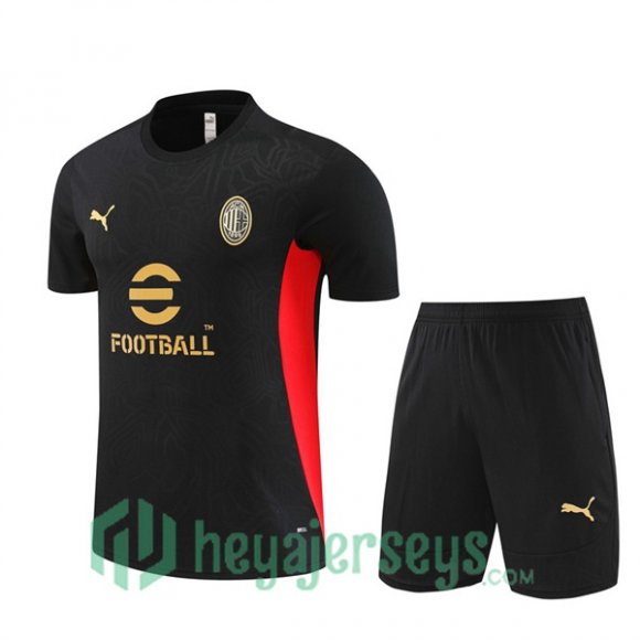 AC Milan Training T-Shirts + Shorts Black 2024/2025