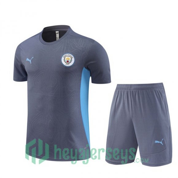 Manchester City Training T-Shirts + Shorts Gray 2024/2025