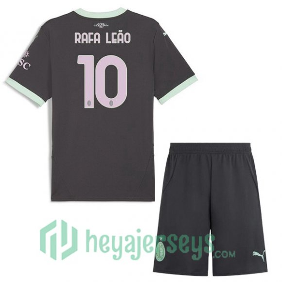 AC Milan (Rafa Leão 10) Kids Third Soccer Jerseys Black 2024/2025