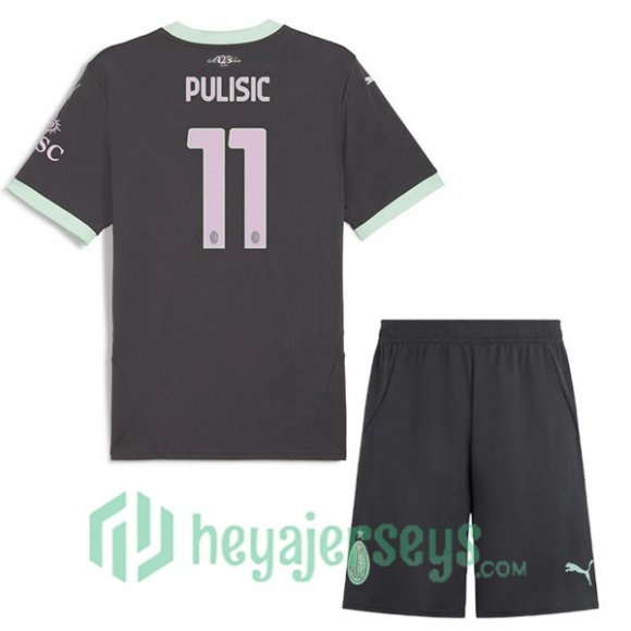 AC Milan (Pulisic 11) Kids Third Soccer Jerseys Black 2024/2025