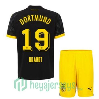 Dortmund BVB (Brandt 19) Kids Away Soccer Jerseys Black 2023/2024