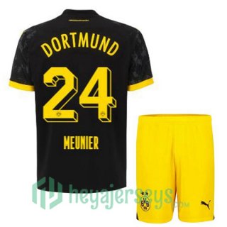Dortmund BVB (Meunier 24) Kids Away Soccer Jerseys Black 2023/2024