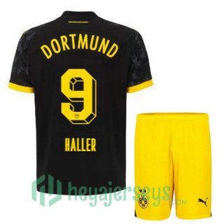 Dortmund BVB (Haller 9) Kids Away Soccer Jerseys Black 2023/2024