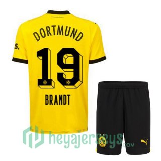 Dortmund BVB (Brandt 19) Kids Home Soccer Jerseys Yellow Black 2023/2024