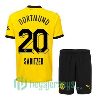 Dortmund BVB (Sabitzer 20) Kids Home Soccer Jerseys Yellow Black 2023/2024