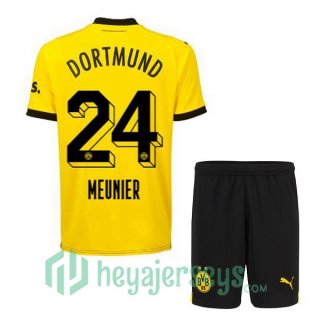Dortmund BVB (Meunier 24) Kids Home Soccer Jerseys Yellow Black 2023/2024