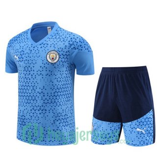 Manchester City Training T-Shirts + Shorts Blue 2023/2024