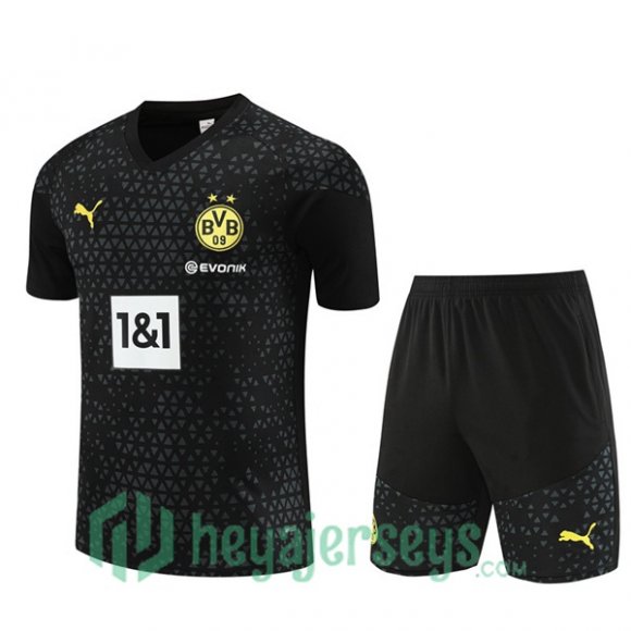 Dortmund BVB Training T-Shirts + Shorts Black 2023/2024