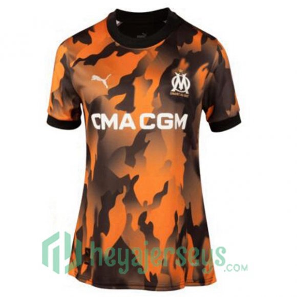 Olympique Marseille Women Third Soccer Jerseys Black Yellow 2023/2024