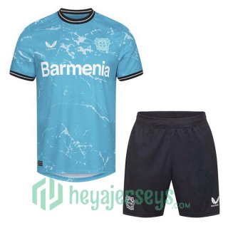 Bayer 04 Leverkusen Kids Third Soccer Jerseys Blue 2023/2024