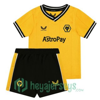 Wolves Kids Home Soccer Jerseys Yellow 2023/2024