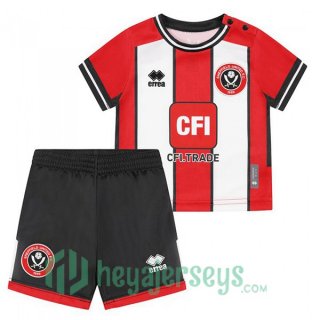 Sheffield United Kids Home Soccer Jerseys Red White 2023/2024