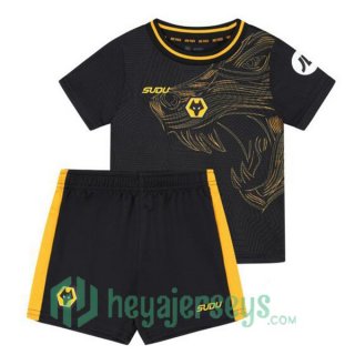 Wolves Kids Away Soccer Jerseys Black 2024/2025