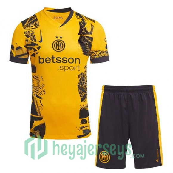 Inter Milan Kids Third Soccer Jerseys Yellow 2024/2025