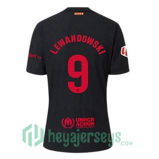 FC Barcelona (LEWANDOWSKI 9) Away Soccer Jerseys Black 2024/2025