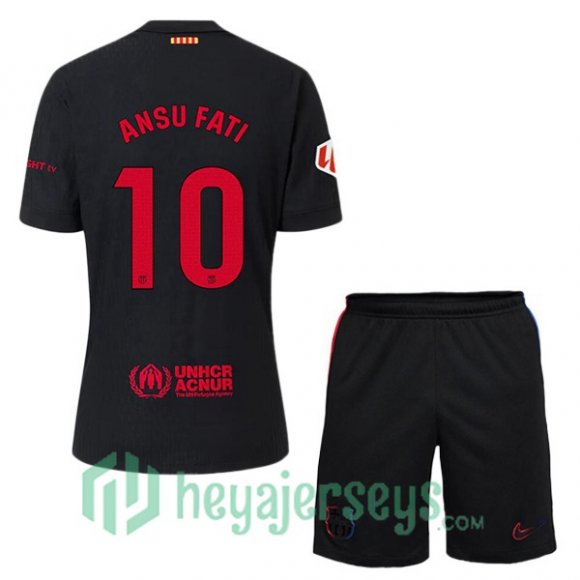 FC Barcelona (ANSU FATI 10) Kids Away Soccer Jerseys Black 2024/2025