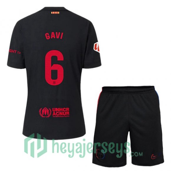 FC Barcelona (GAVI 6) Kids Away Soccer Jerseys Black 2024/2025