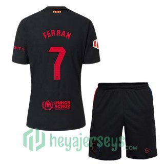 FC Barcelona (FERRAN 7) Kids Away Soccer Jerseys Black 2024/2025