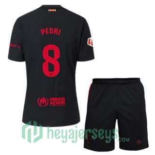 FC Barcelona (PEDRI 8) Kids Away Soccer Jerseys Black 2024/2025