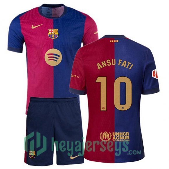 FC Barcelona (ANSU FATI 10) Kids Home Soccer Jerseys Blue Red 2024/2025