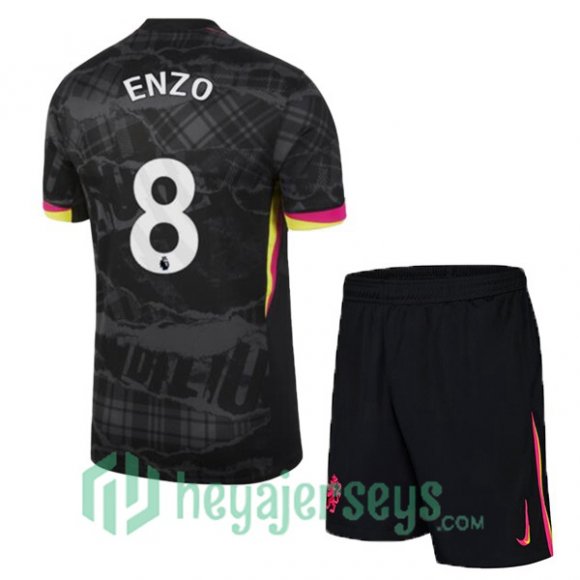 FC Chelsea (Enzo 8) Kids Third Soccer Jerseys Black 2024/2025