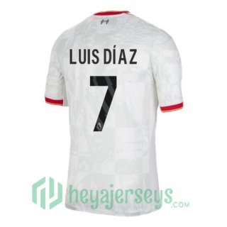 FC Liverpool (LUIS DÍAZ 7) Third Soccer Jerseys White 2024/2025