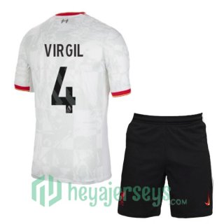 FC Liverpool (VIRGIL 4) Kids Third Soccer Jerseys White 2024/2025