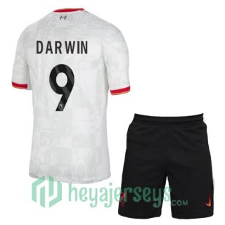 FC Liverpool (DARWIN 9) Kids Third Soccer Jerseys White 2024/2025