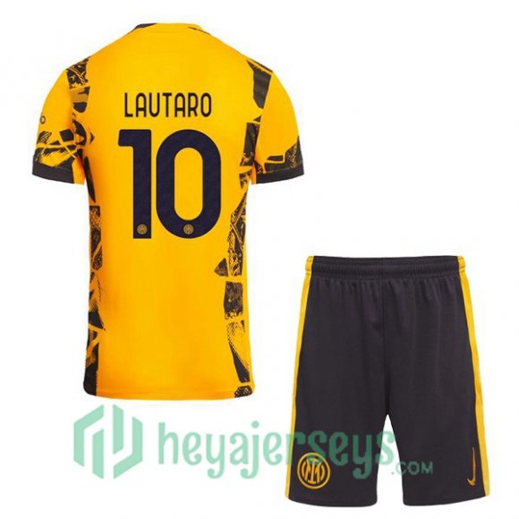 Inter Milan (LAUTARO 10) Kids Third Soccer Jerseys Yellow 2024/2025