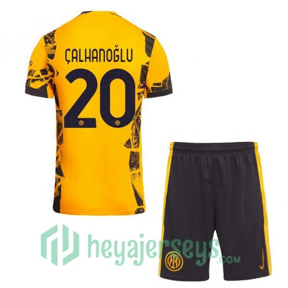 Inter Milan (ÇALHANOĞLU 20) Kids Third Soccer Jerseys Yellow 2024/2025